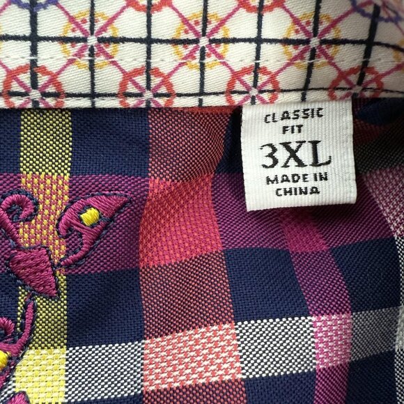 Robert Graham Shirt Mens 3XL Plaid Button Up Short Sleeve Contrast Cuff Cotton - Picture 5 of 13